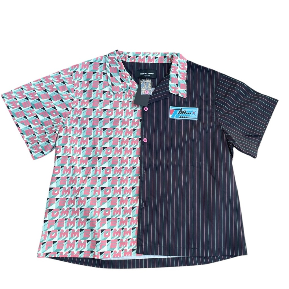 Homme‎ + Femme Button Down Hologram Striped, Size 2XL, NWT